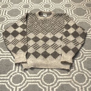 Vintage Hilda Ltd Sweater Mens Medium Brown Icelandic 100% Wool Fair Isle Knit